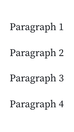 A screenshot of the output of an HTML cell using JavaScript and Hypertext Literal, showing four paragraph tags based off a JavaScript array with four values.