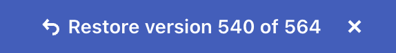 Blue button with option to restore a previous version of an Observable notebook.