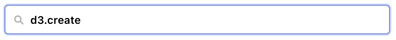 Search bar in Observable with 'd3.create' entered.