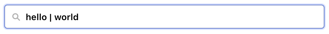 Search bar in Observable with 'hello | world' entered.