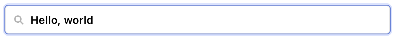 Search bar in Observable with the words 'Hello, world'.